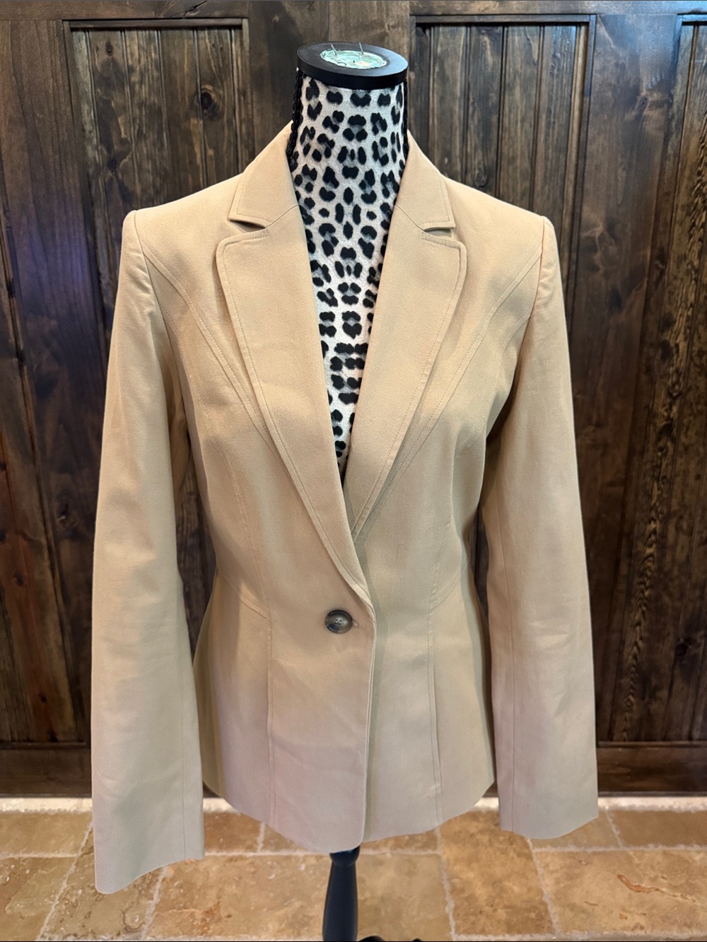 Women's Single-Button Tan Tailored Blazer